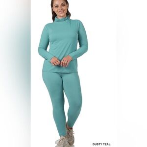 New! PLUS MICROFIBER MOCK NECK TOP & LEGGINGS SET Size 1X 2X 3X